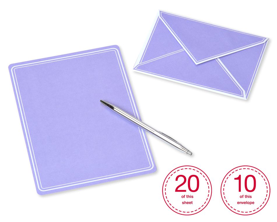 Pastel Stationery Sheets and Colored Envelopes, 80-Count