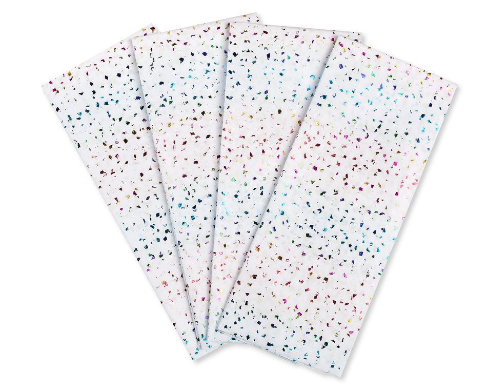 Rainbow Confetti Tissue Paper, 4 Sheets
