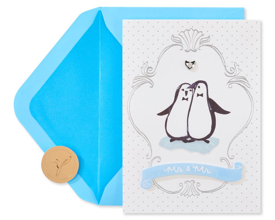 Penguins With Bowties Wedding Greeting Card for Groom 