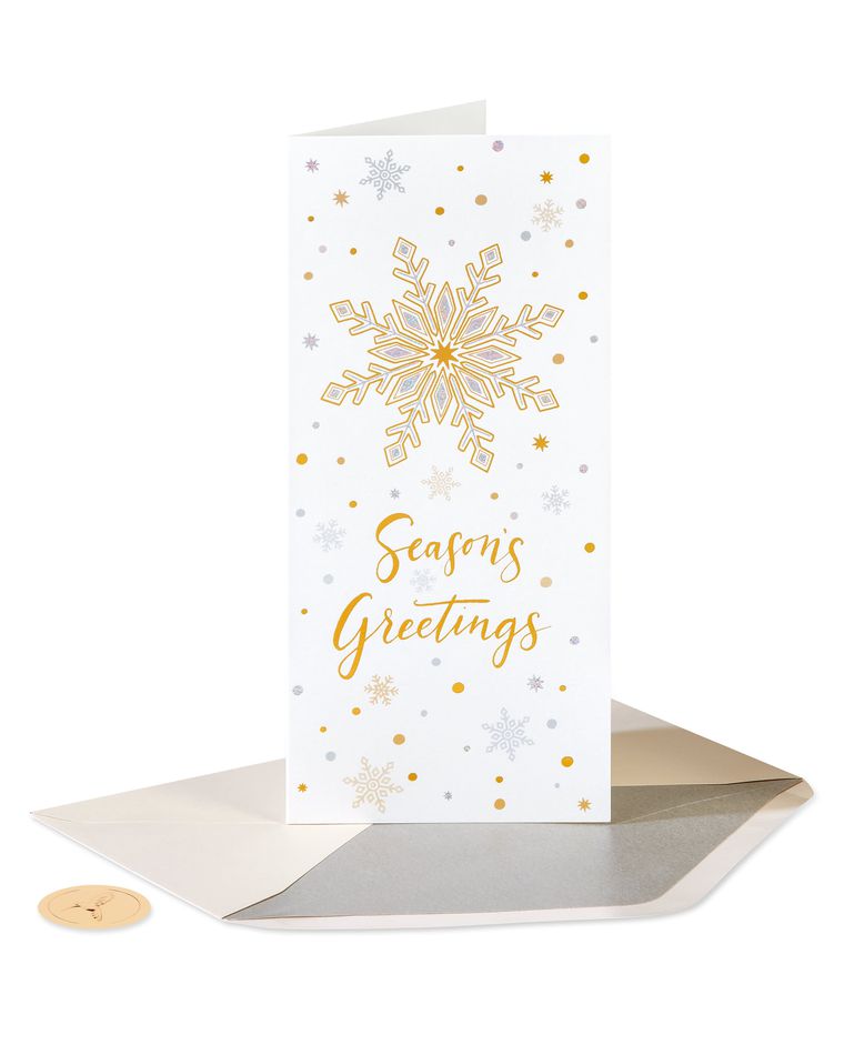 Metallic Snowflakes Christmas Cards Boxed, 16-Count