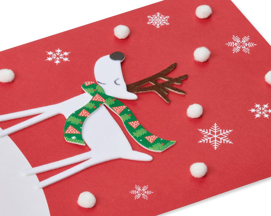 Reindeer in Snow Happy Holidays Greeting Card 