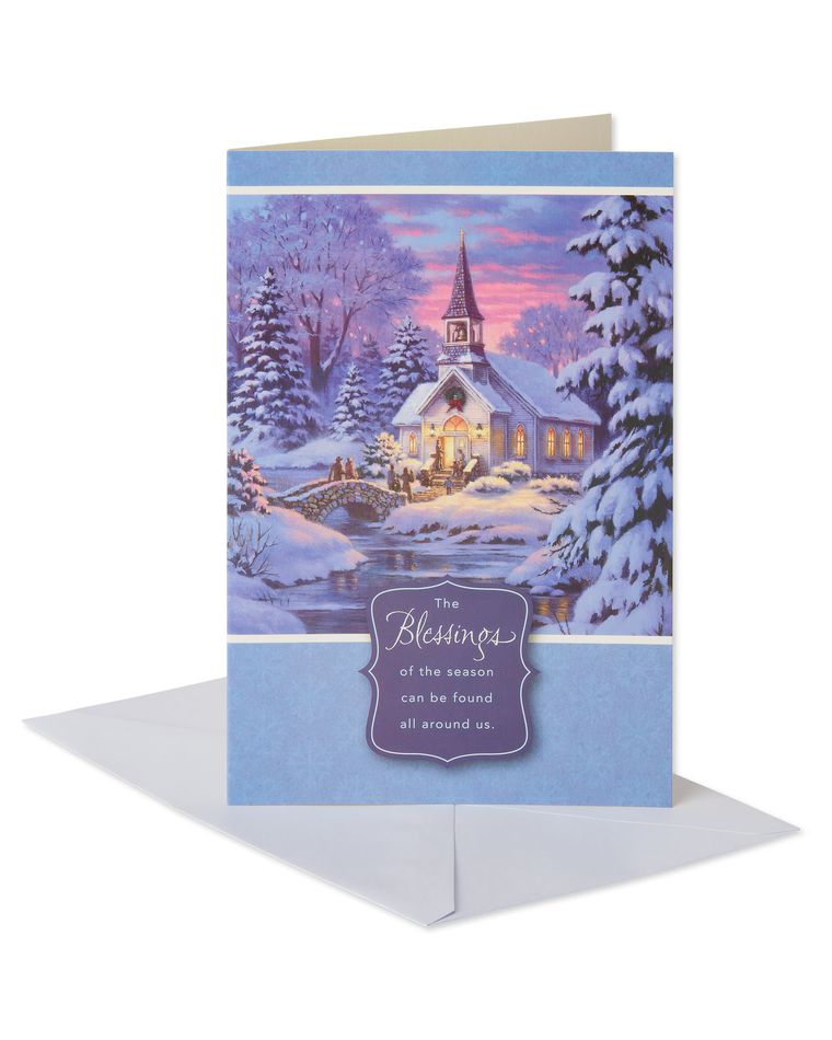 Church in a Snowy Village Christmas Boxed Cards, 14 Count