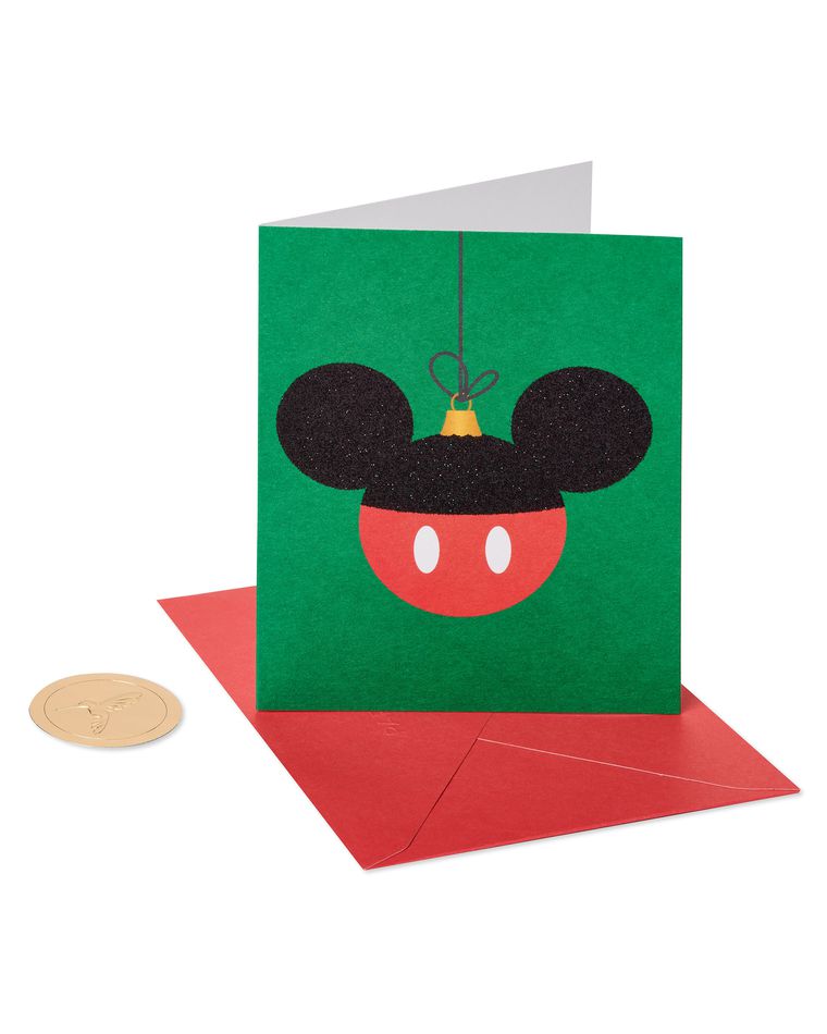 Mickey Mouse Holiday Ornament Christmas Cards Boxed, 20-Count