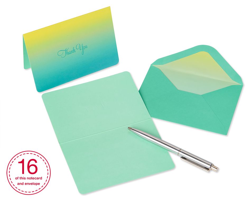 Teal Ombre Boxed Thank You Cards and Envelopes, 16-Count