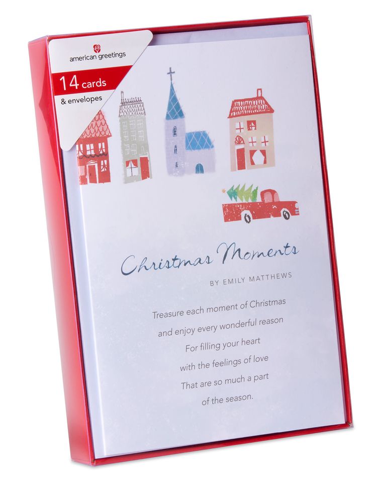 Deluxe Emily Matthews: Truck and Town Christmas Boxed Cards and White Envelopes, 14-Count