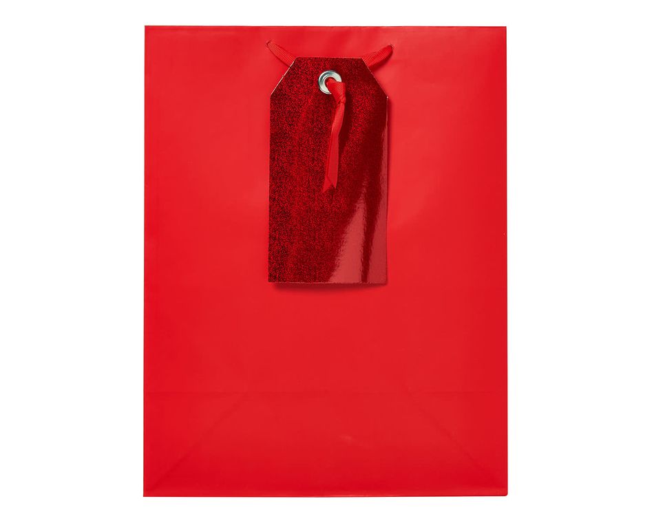medium red with gift tag gift bag