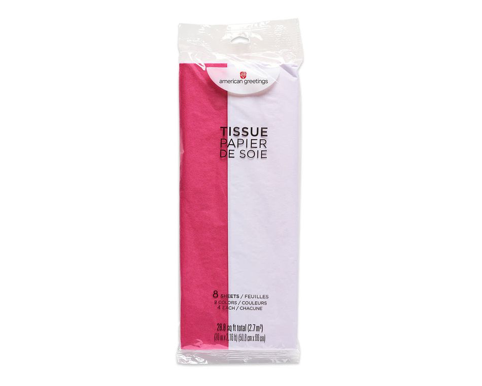 bright pink and white tissue paper 8 ct