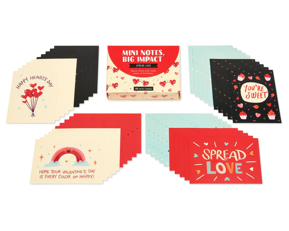 Spread Love Valentines Lunch Box Mini Notes, 40-Count