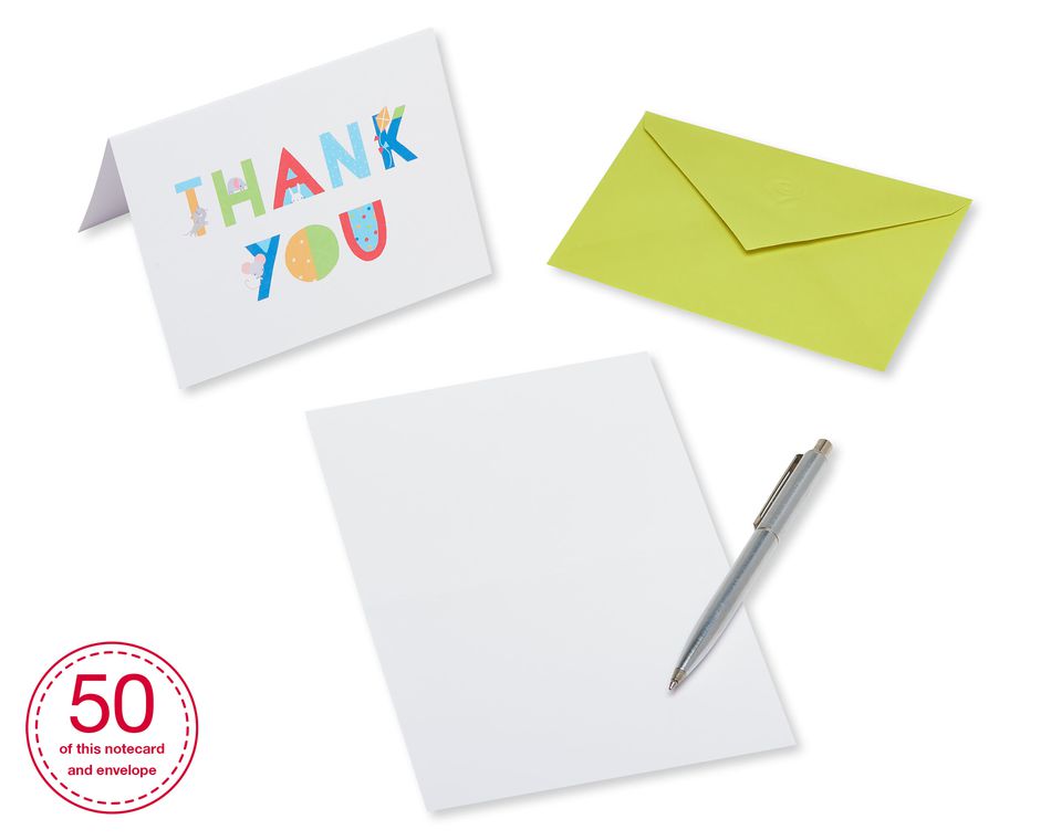 Baby Icons Thank-You Cards and Envelopes, 50-Count