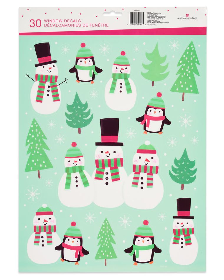 Snowmen and Friends Window Decorations, 30-Count