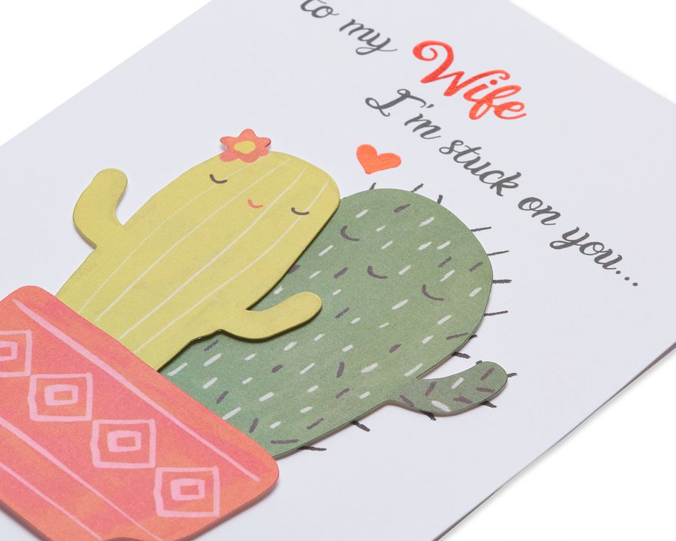 Cacti Funny Valentine's Day Greeting Card for Wife 