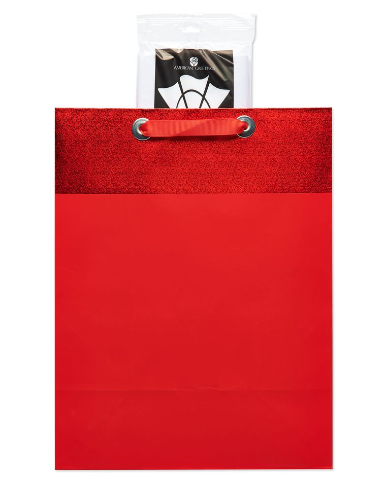 Large Red Graduation Gift Bag with Tissue Paper; 1 Gift Bag and 6 Sheets of Tissue Paper
