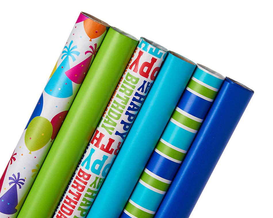 6 x Pack of Gift Wrapping Paper Happy Birthday Mixed Designs