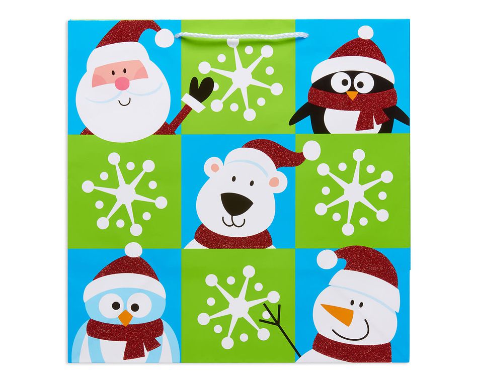 large block characters christmas gift bag