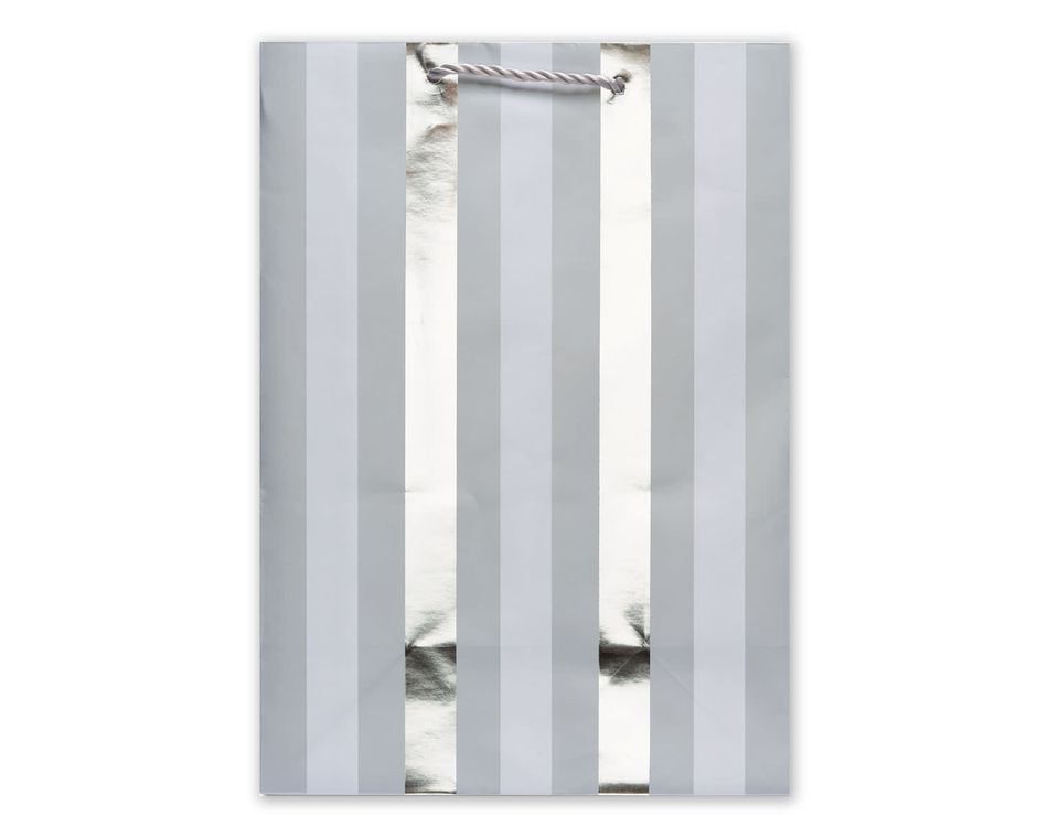 Small Gift Bag, Silver Stripes