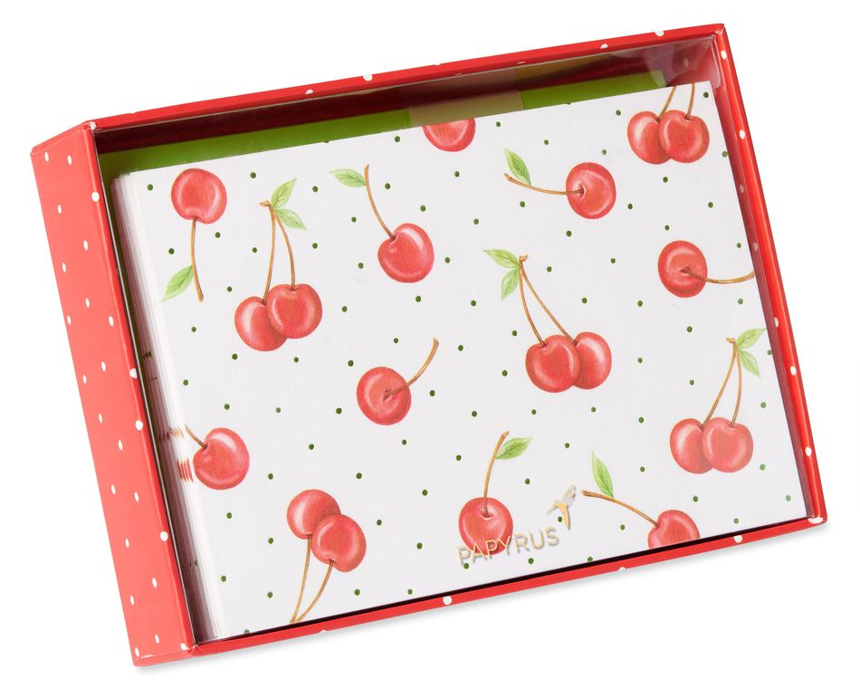 Cherries Boxed Blank Note Cards with Envelopes, 12-Count