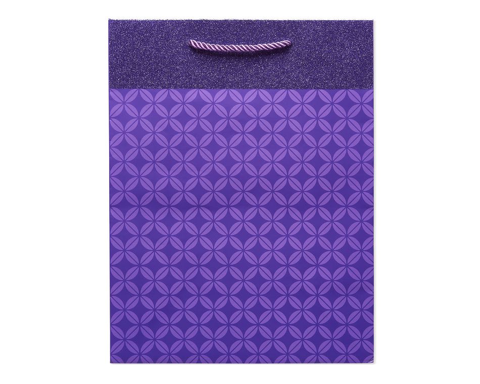 Medium Purple Geometric Pattern with Glitter Gift Bag