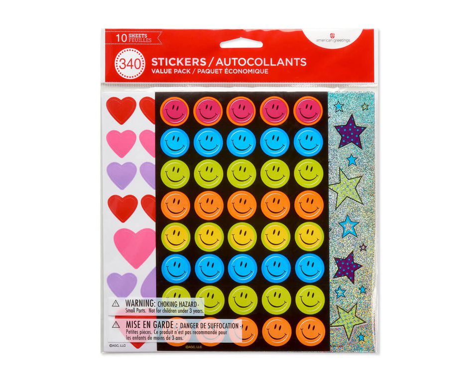 Hearts, Stars and Smiles Stickers, 340 Count