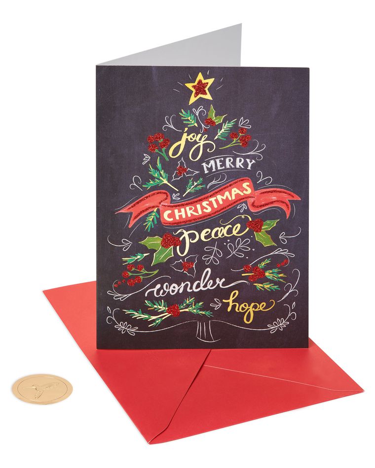 Chalkboard Holiday Tree Christmas Cards Boxed, 14-Count