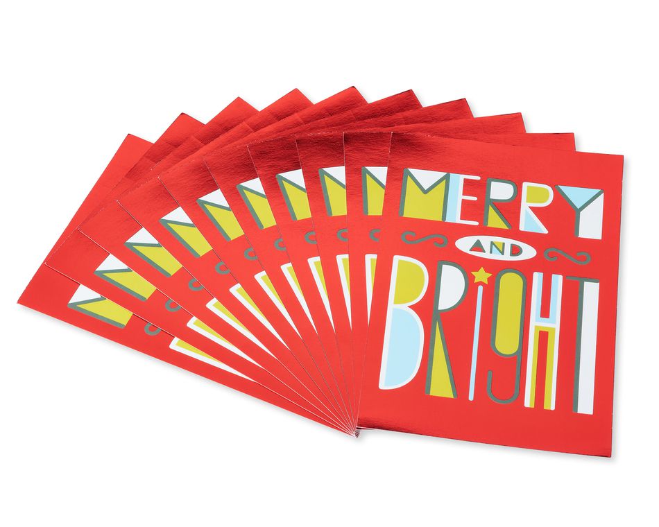 Merry and Bright Christmas Card, 10-Count