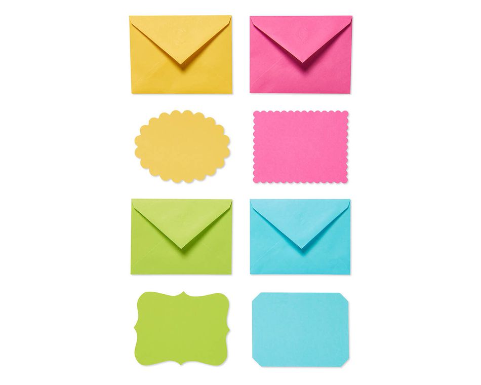 Bright Blank Flat Panel Note Cards and Colored Envelopes, 40-Count