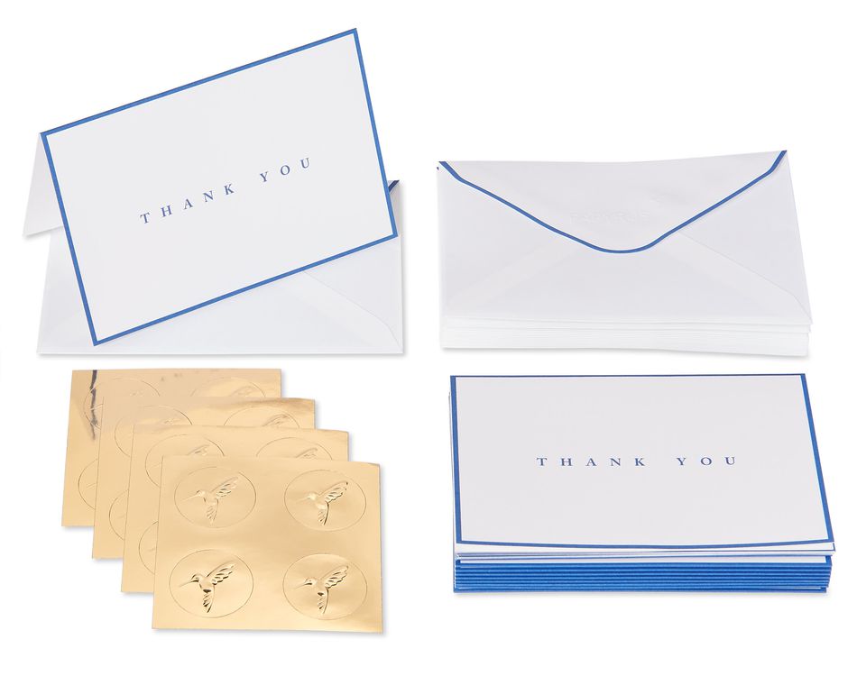 Navy Boxed Thank You Cards and Envelopes, 16-Count