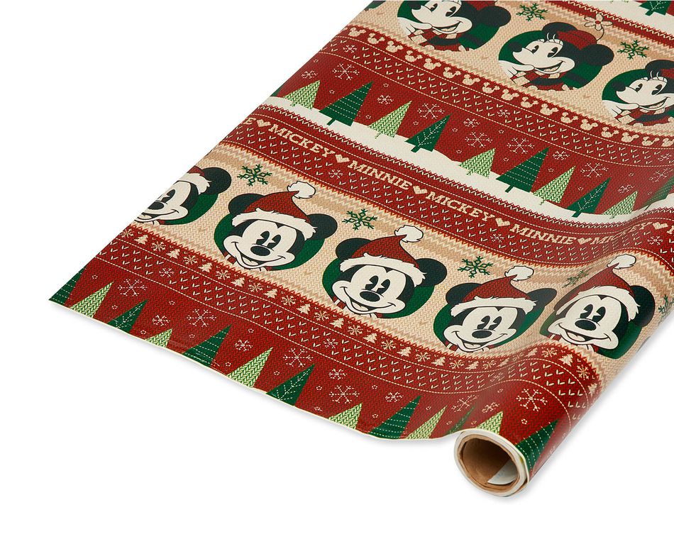 Mickey Mouse Retro Christmas Wrapping Paper 40 Total Sq Ft