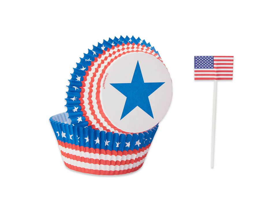 Patriotic Cupcake Cases And Picks 24 Count Patriotic Cupcake Cases And Picks 24 Count