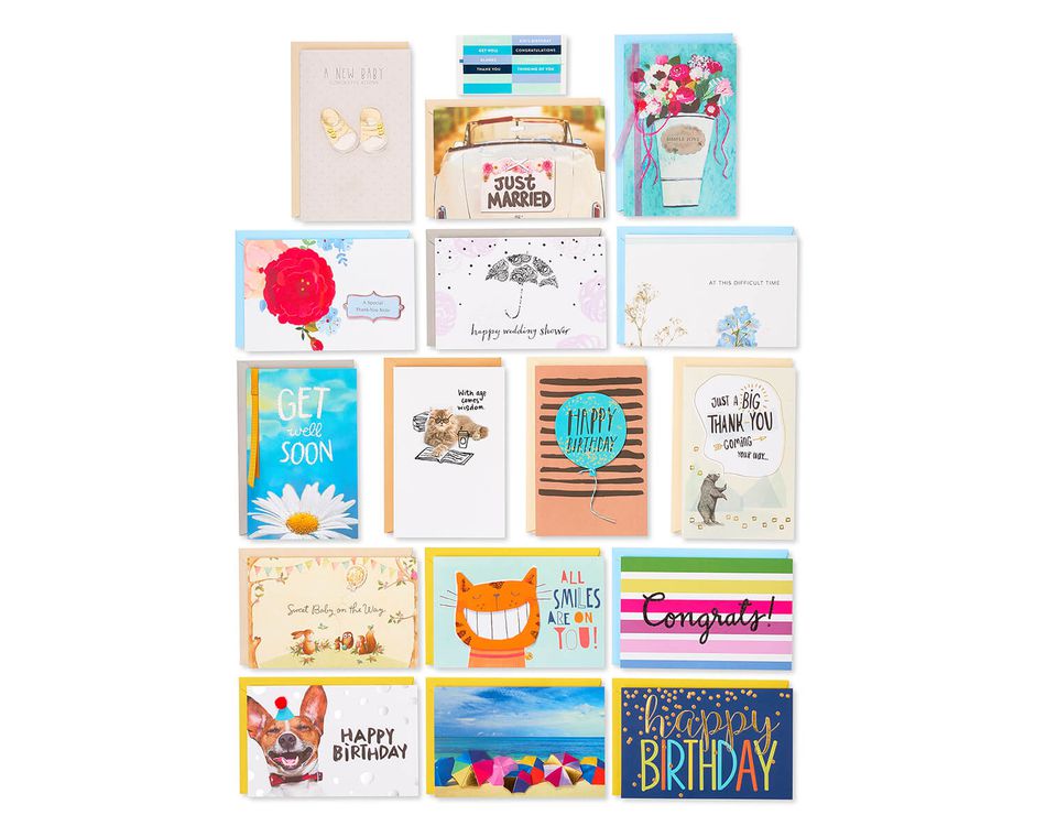 Starter Kit Greeting Card Collection With Organizer 16 Count - 