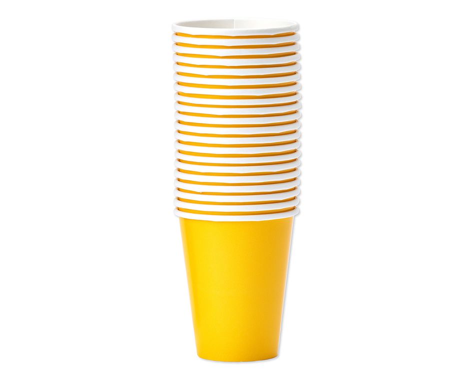 yellow paper cups