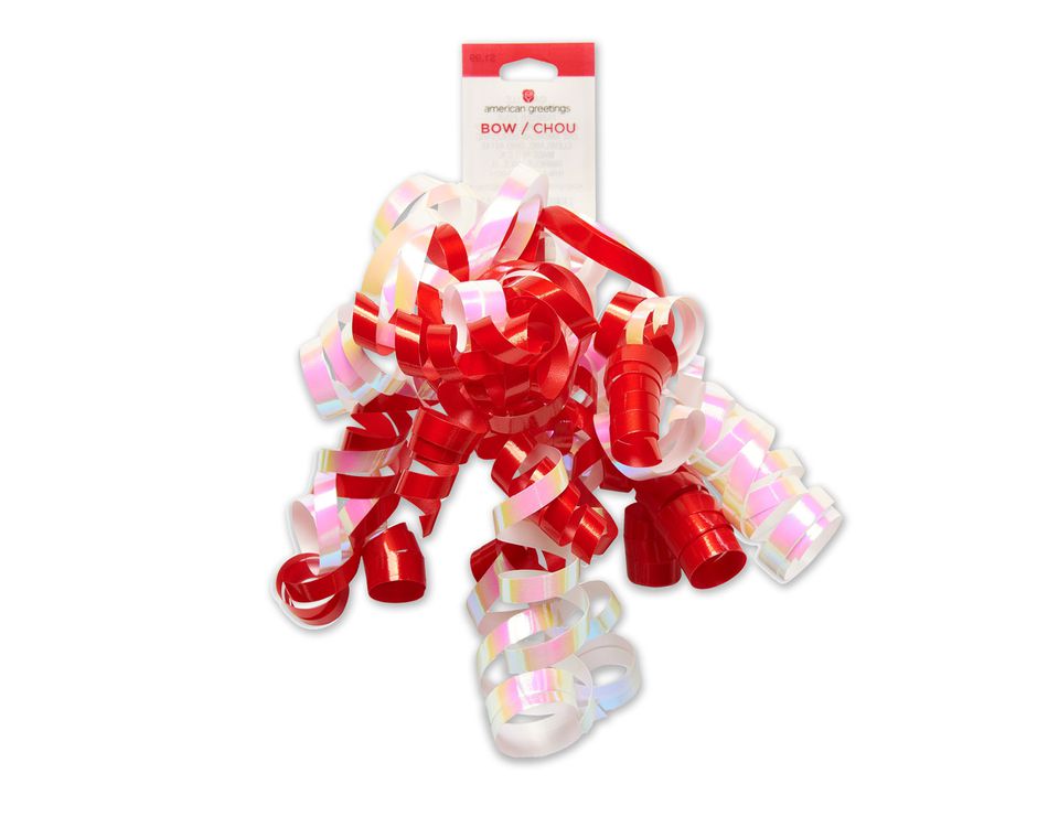 Red and White Curly Bow