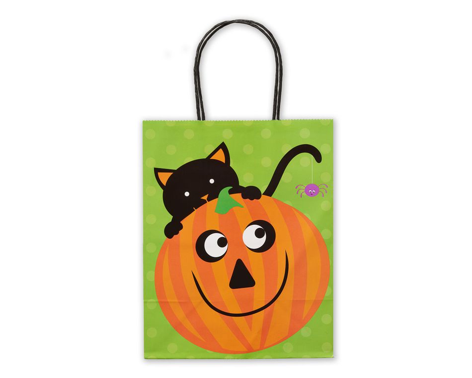 Cat with Pumpkin Halloween Gift Bag