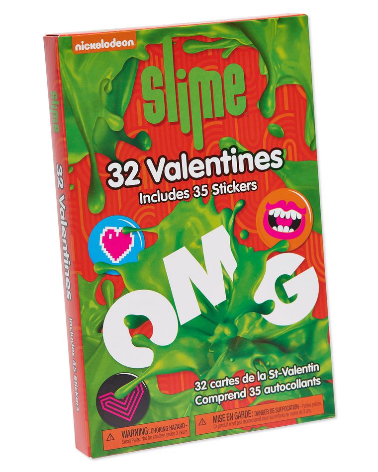 Nickelodeon Slime Valentine S Day Exchange Cards With Stickers 32 Count American Greetings