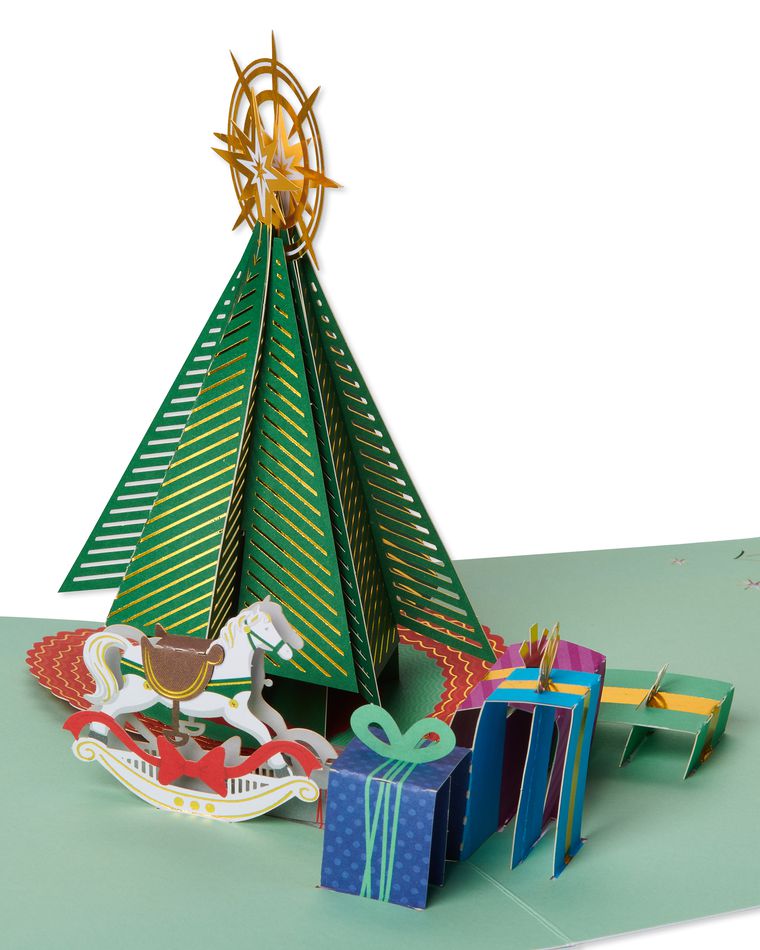 tree and presents popup christmas card american greetings