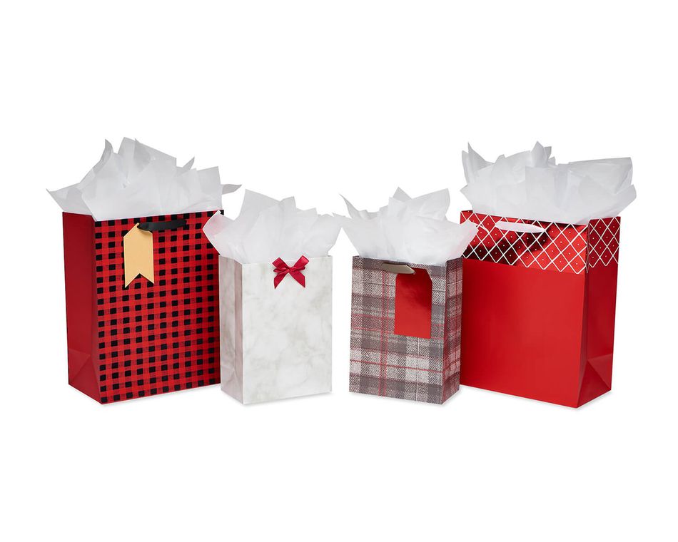 red gift bags bulk