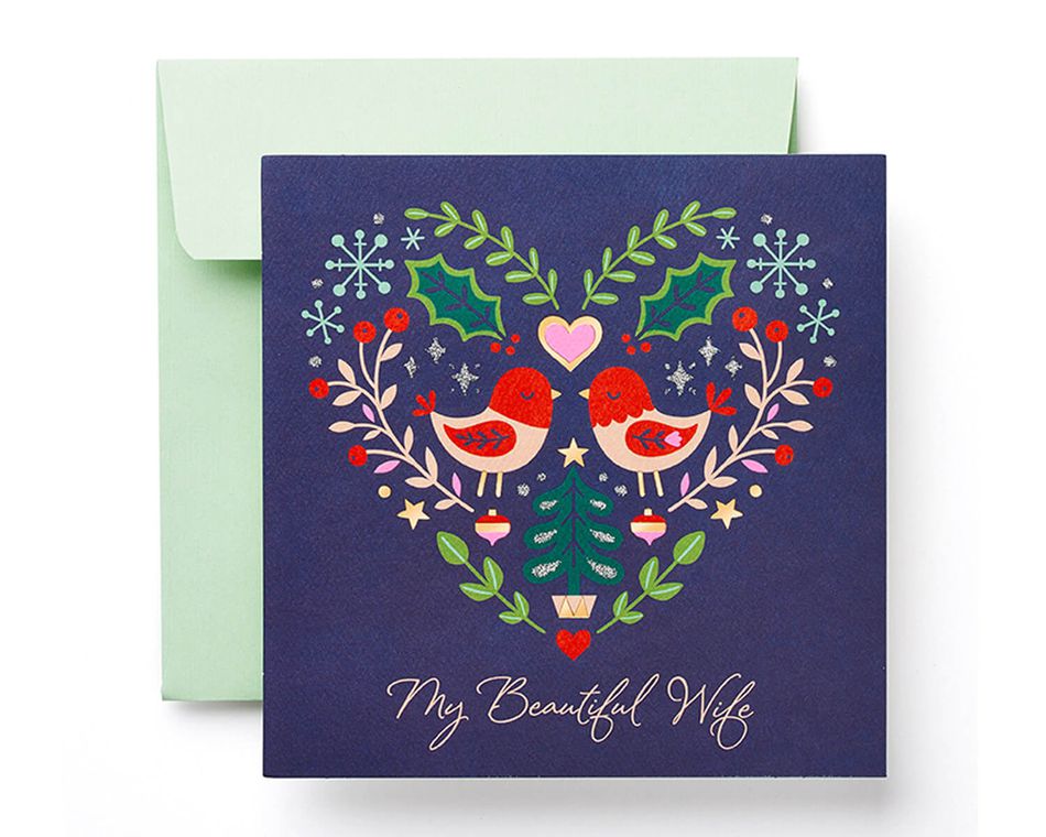 TO BOTH OF YOU WITH LOVE AT CHRISTMAS CARD AMERICAN GREETINGS RED SPARKLES NEW