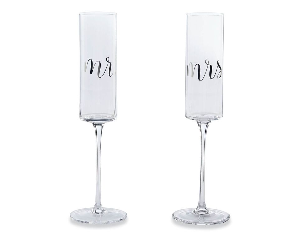 Mud Pie Mr. & Mrs. Wedding Champagne Glass Set, 2-Count