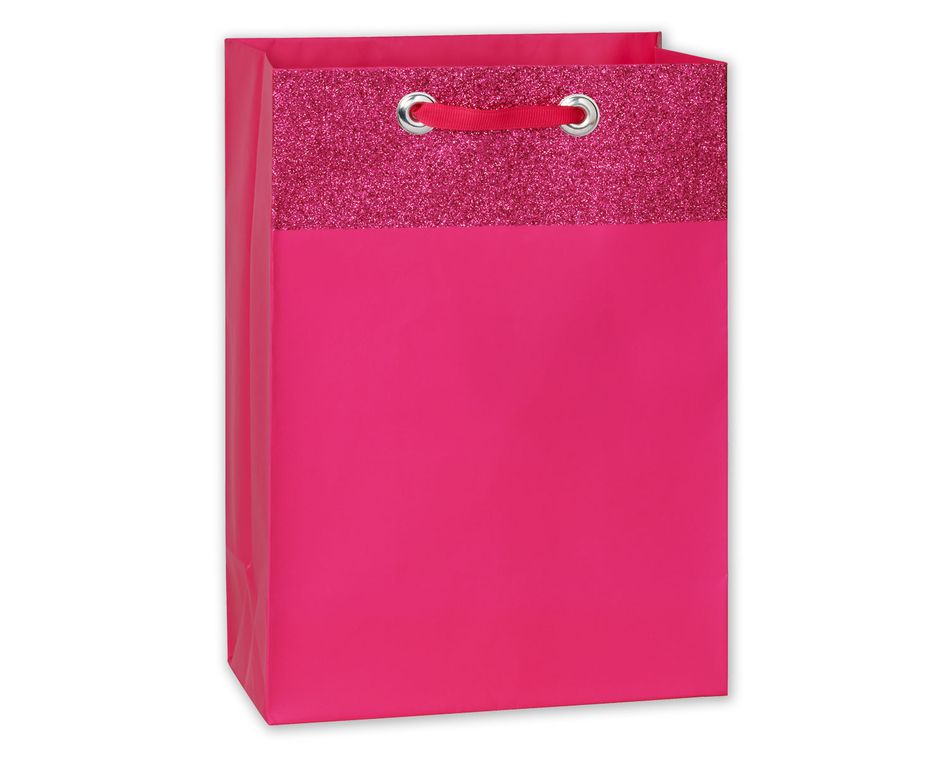 jumbo pink glitter gift bag