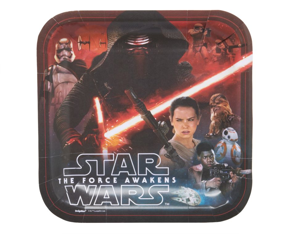star wars: the force awakens dinner square plate 8 ct