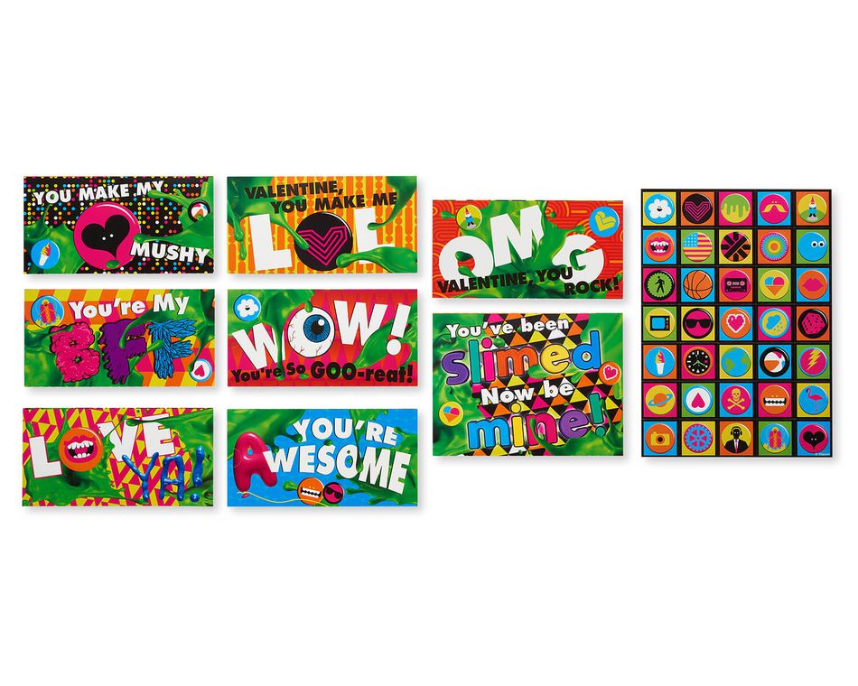 Nickelodeon Slime Valentine S Day Exchange Cards With Stickers 32 Count American Greetings