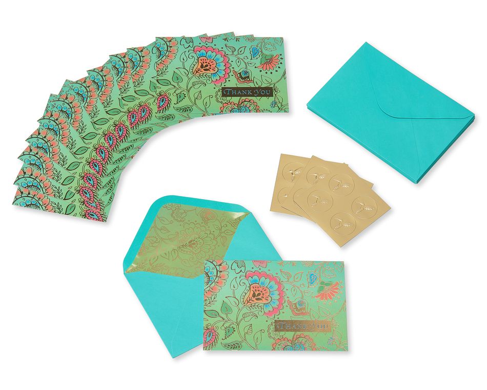 Bohemian Thank You Boxed Blank Note Cards And Envelopes