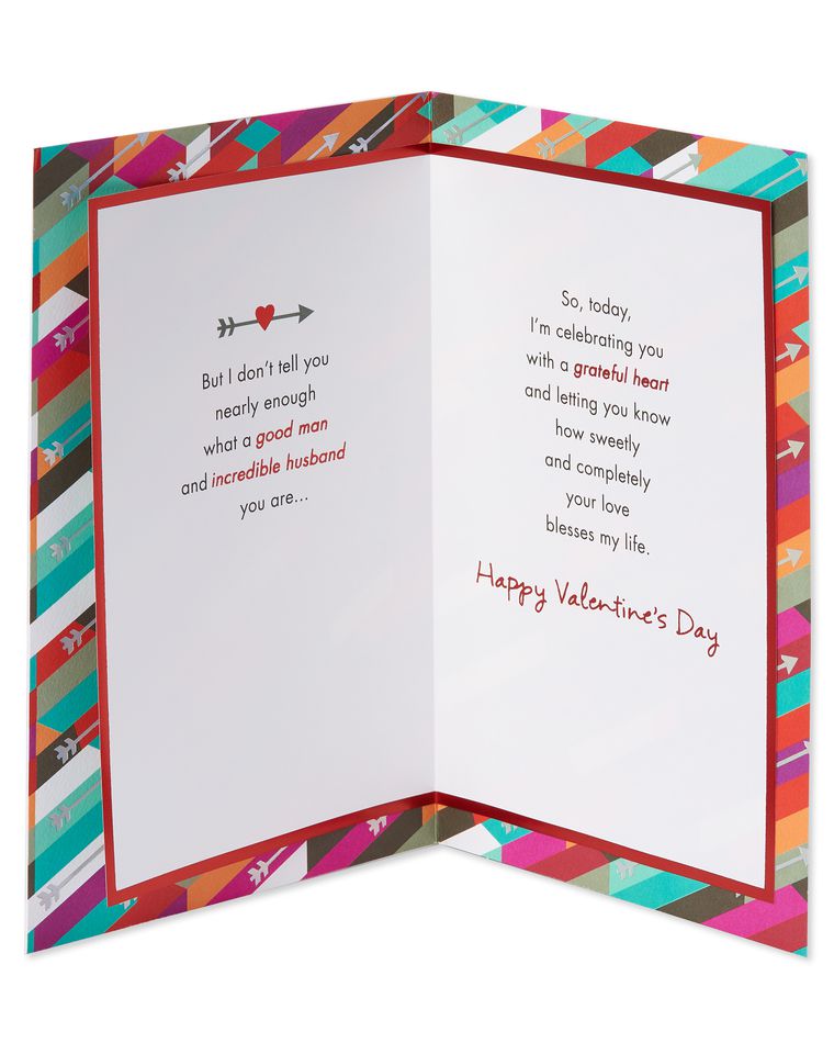 religious grateful heart valentine's day card for husband