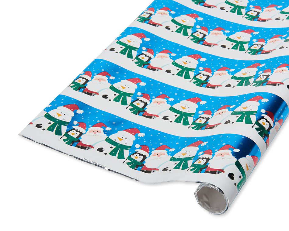 Santa and Friends Foil Christmas Wrapping Paper, 25 Sq. Ft. American