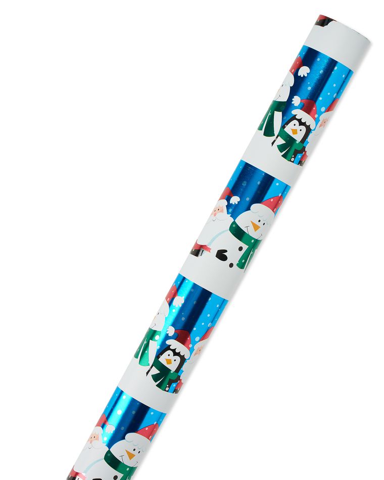 Santa and Friends Foil Christmas Wrapping Paper, 25 Sq. Ft. American