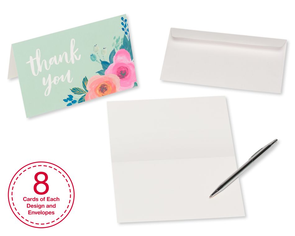 Download Floral Thank You Greeting Card Bundle with White Envelopes ...