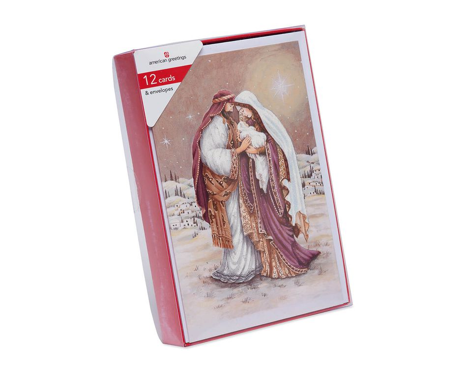 Holy Family Religious Christmas Boxed Cards and White Envelopes, 12