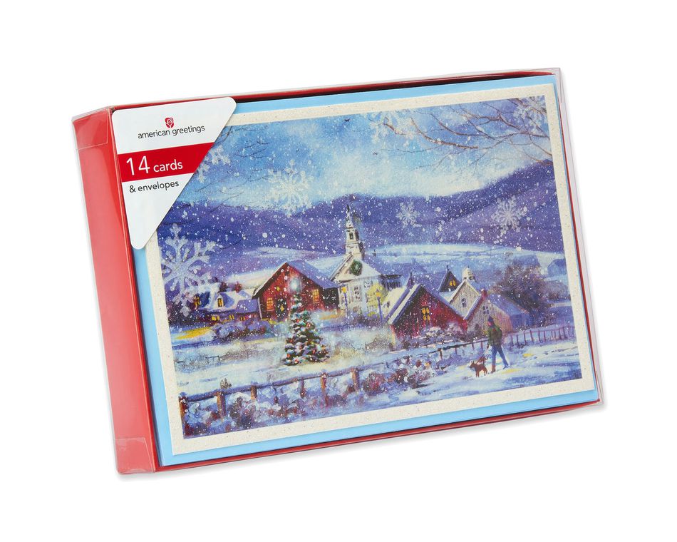 Village with Church Christmas Boxed Cards, 14 Count - American Greetings