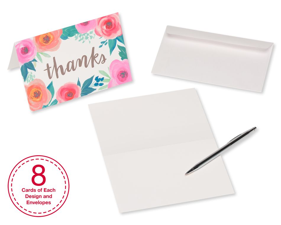 Download Floral Thank You Greeting Card Bundle with White Envelopes ...