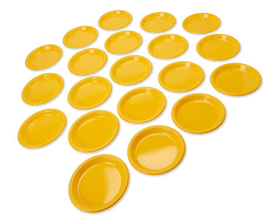 yellow plastic dinner plates 20 ct