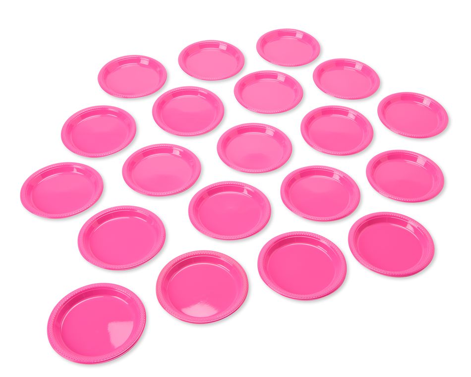 bright pink plastic dessert plates 20 ct